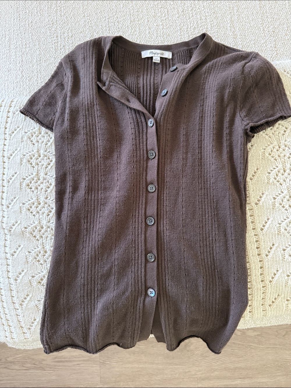 Madewell Chocolate Brown Short Sleeve Button-Up Cardigan
